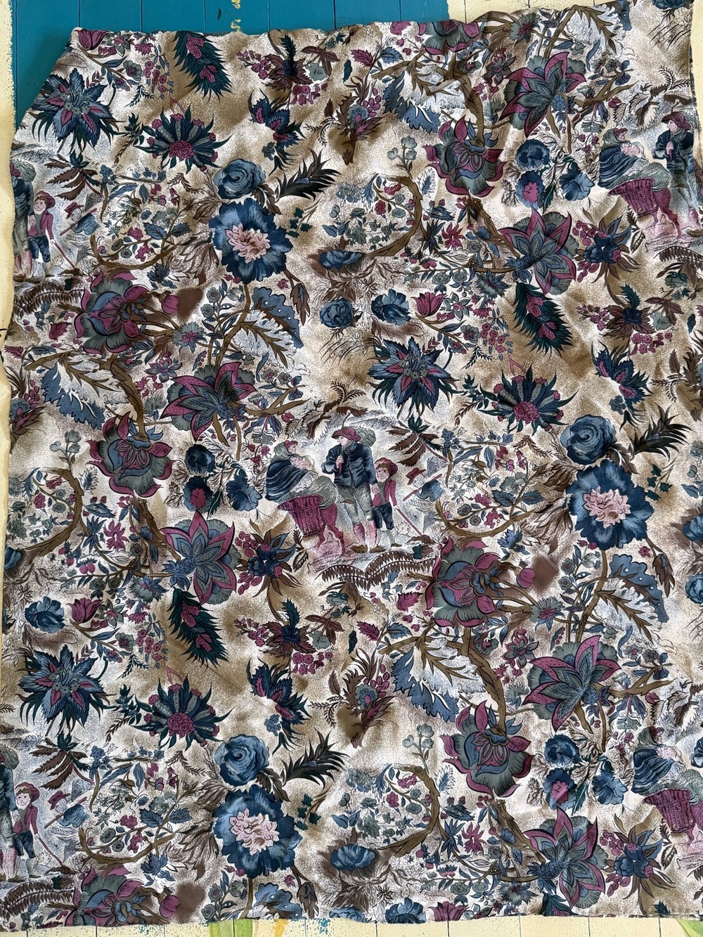 Vintage Liberty Silk Floral Purple & Cream Long Scarf